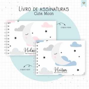 Livro de Assinaturas Cute Moon | Arquivo Digital