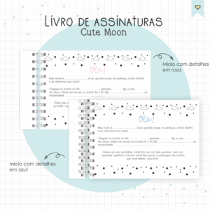 Livro de Assinaturas Cute Moon | Arquivo Digital